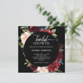 Boho Burgundy Blue Flowers Script Vrijgezellenfees Kaart (Staand voorkant)