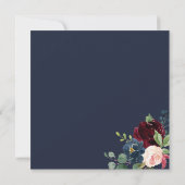 Boho Burgundy Blue Flowers Script Vrijgezellenfees Kaart (Achterkant)