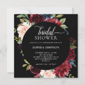 Boho Burgundy Blue Flowers Script Vrijgezellenfees Kaart (Voorkant)