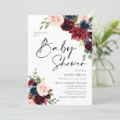 Boho Burgundy Blush Baby shower Invitation Kaart (Staand voorkant)