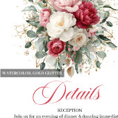 Boho Burgundy Blush Bloemen Bruiloft Details Kaart