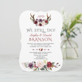 Boho Burgundy Blush Bloemige Geweien WE STILL DO Kaart (Staand voorkant)