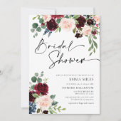 Boho Burgundy Blush Bridal Shower Kaart (Voorkant)