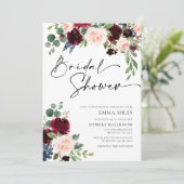 Boho Burgundy Blush Bridal Shower Kaart (Staand voorkant)