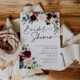 Boho Burgundy Blush Bridal Shower Kaart