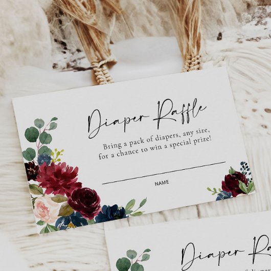 Boho Burgundy Blush Diaper Raffle Kaart Notitiekaartje