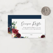 Boho Burgundy Blush Diaper Raffle Kaart Notitiekaartje (Voorkant / Achterkant in situ)