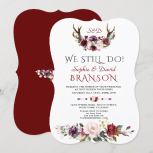 Boho Burgundy Blush Floral Antlers WE DOEN Kaart