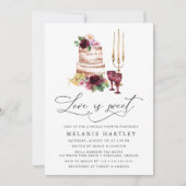 Boho Burgundy & Blush Floral Love is Sweet Bridal Kaart (Voorkant)