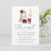 Boho Burgundy & Blush Floral Love is Sweet Bridal Kaart (Staand voorkant)