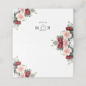 Boho Burgundy Blush Floral Wedding Folded Plaatskaartje (Buitenkant ongevouwen)