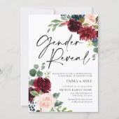 Boho Burgundy Blush Gender Reopenbaart uitnodiging (Voorkant)