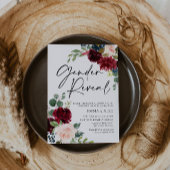 Boho Burgundy Blush Gender Reopenbaart uitnodiging