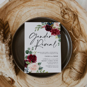 Boho Burgundy Blush Gender Reopenbaart uitnodiging