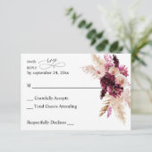Boho Burgundy & Blush Pink Floral no Meal RSVP (Staand voorkant)