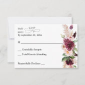 Boho Burgundy & Blush Pink Floral no Meal RSVP 2 (Voorkant)