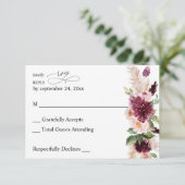 Boho Burgundy & Blush Pink Floral no Meal RSVP 2 (Staand voorkant)