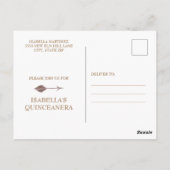 Boho Burgundy Blush Pink Floral Quinceañera Briefkaart (Achterkant)