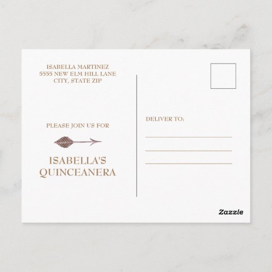 Boho Burgundy Blush Pink Floral Quinceañera Briefkaart (Achterkant)