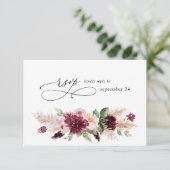 Boho Burgundy & Blush Pink Floral w Meal RSVP 2 (Staand voorkant)