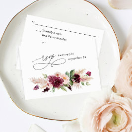 Boho Burgundy & Blush Pink Floral w Meal RSVP 2