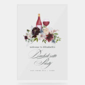 Boho Burgundy Blush Stofblauw Wijn Bachelorette Acryl Bord (Voorkant)