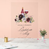 Boho Burgundy Blush Stofblauw Wijn Bachelorette Acryl Bord (Huwelijk)