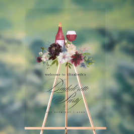 Boho Burgundy Blush Stofblauw Wijn Bachelorette Acryl Bord