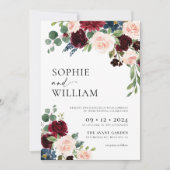 Boho Burgundy Blush Trouwkaart Kaart (Voorkant)