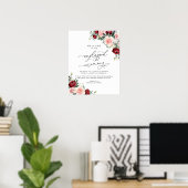 Boho Burgundy Blush Unplugged Ceremony Wedding Poster (Thuiskantoor)