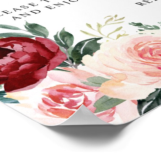 Boho Burgundy Blush Unplugged Ceremony Wedding Poster (Hoek)