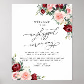 Boho Burgundy Blush Unplugged Ceremony Wedding Poster (Voorkant)