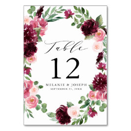 Boho Burgundy & Blush Watercolor Bloem Bruiloft Kaart