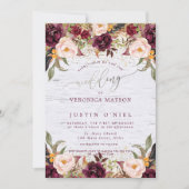 Boho Burgundy+Blush Watercolor Bloemen Kaart (Voorkant)