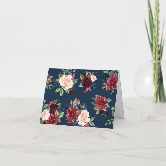 Boho Burgundy Blush Weddenschap Hartelijk dank Bedankkaart (Achterkant)