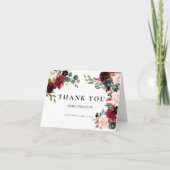 Boho Burgundy Blush Weddenschap Hartelijk dank Bedankkaart (Voorkant)