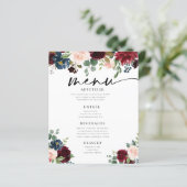 Boho Burgundy Blush Wedding Flat Menu (Staand voorkant)