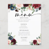 Boho Burgundy Blush Wedding Flat Menu (Voorkant)