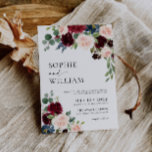 Boho Burgundy Blush Wedding Invitation Kaart<br><div class="desc">Boho Burgundy en Blush Floral Wedding Invitation. Deze uitnodiging wordt gekenmerkt door boho bogundy en blush rozen en bloemen met twee moderne hoogstaande lettertypen die de trends van het cadeau en toekomstige feestelijke gebeurtenissen bepalen.</div>