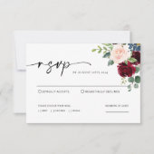 Boho Burgundy Blush Wedding RSVP Kaart Notitiekaartje (Voorkant)