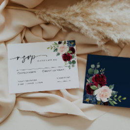 Boho Burgundy Blush Wedding RSVP Kaart Notitiekaartje