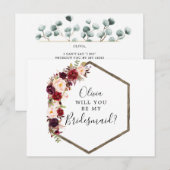 Boho Burgundy Bridesmaid proposal Kaart (Voorkant / Achterkant)