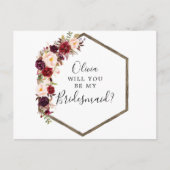 Boho Burgundy Bridesmaid proposal Kaart (Voorkant)