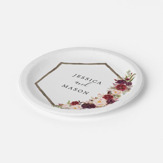 Boho Burgundy Bruiloftsfeest Papier Bord (Gekanteld)