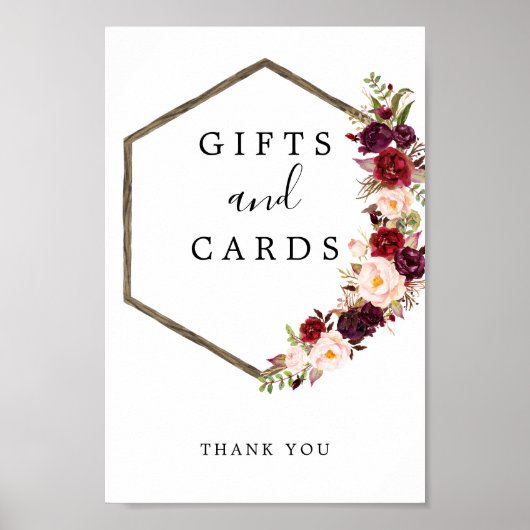 Boho Burgundy Cadeaus en Kaarten Bord Poster (Voorkant)