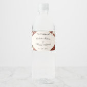 Boho Burgundy Dahlias | Linen Wedding Waterfles Etiket (Voorkant)