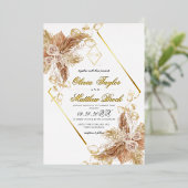 Boho Burgundy Diamond Gold White Wedding Foil Folie Uitnodiging (Staand Voorkant)