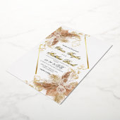 Boho Burgundy Diamond Gold White Wedding Foil Folie Uitnodiging (Gedraaid)