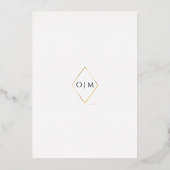 Boho Burgundy Diamond Gold White Wedding Foil Folie Uitnodiging (Achterkant)