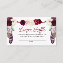 Boho Burgundy Diaper Raffle Enclosure Card